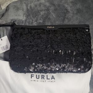 Furla Sparkling Black Sequin Wristlet